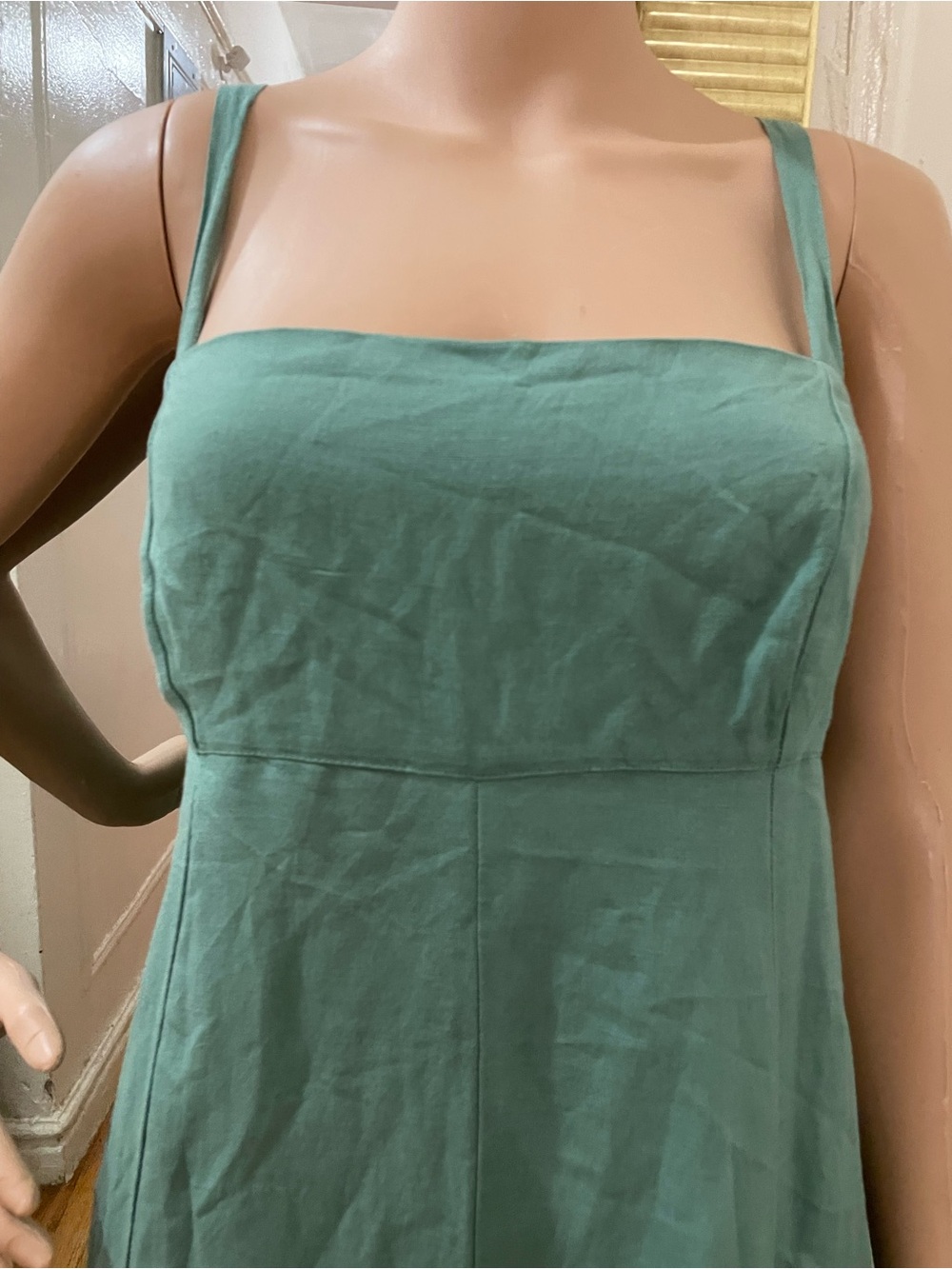 Madewell Linen Square-Neck Midi Dress in Sage - Picture 9 of 12